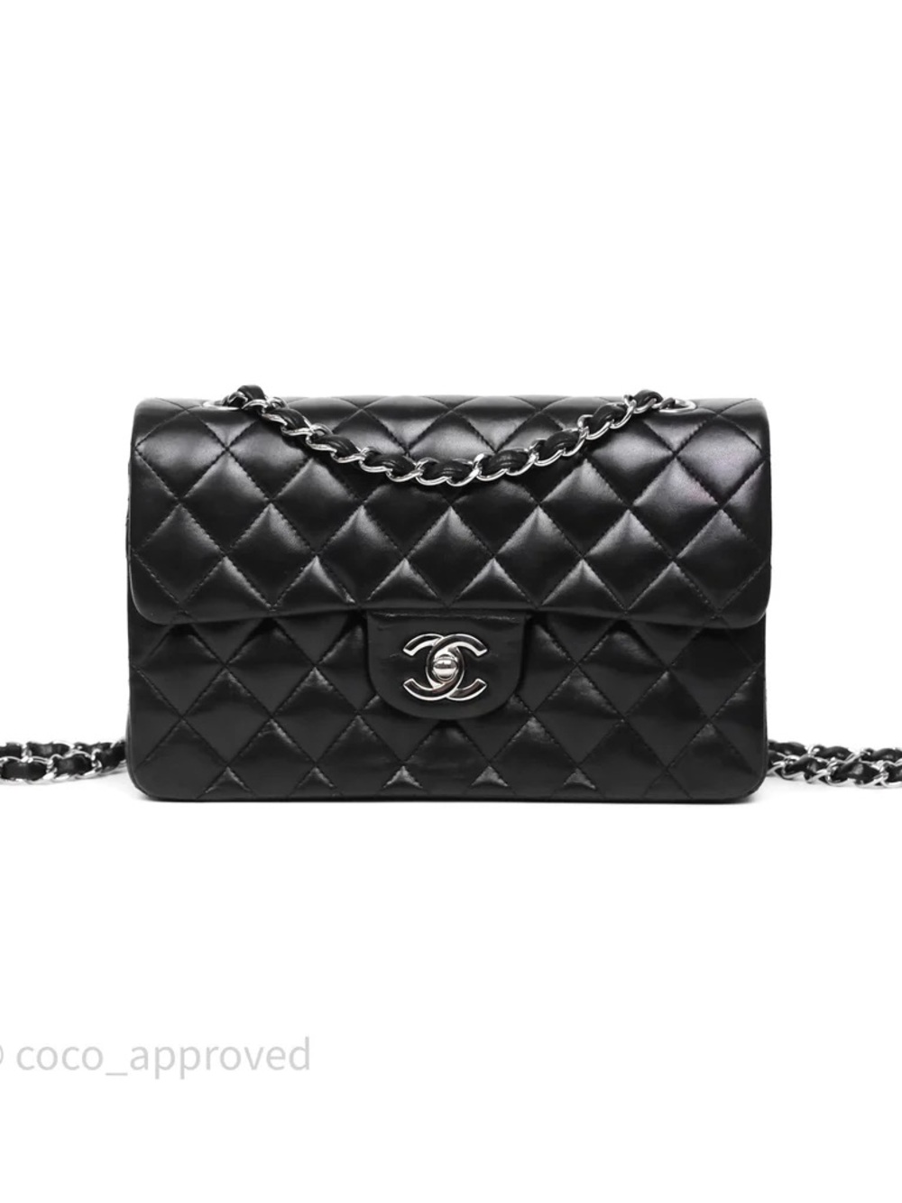 CHANEL Black Quilted Shoulder Bag with Silver-Tone CC Lock